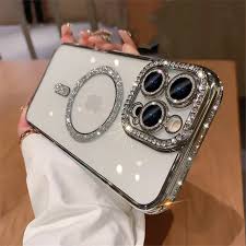 New Diamond Blingy Magsafe clear Case🤍💍- Orange and white