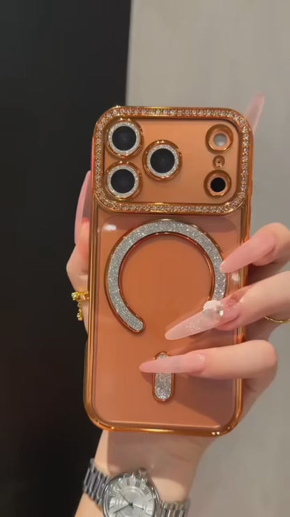 New Diamond Blingy Magsafe clear Case🤍💍- Orange and white