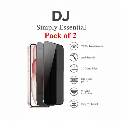 "PACK of 2" Privacy Tempered Glass For IPhone 17series to 10series