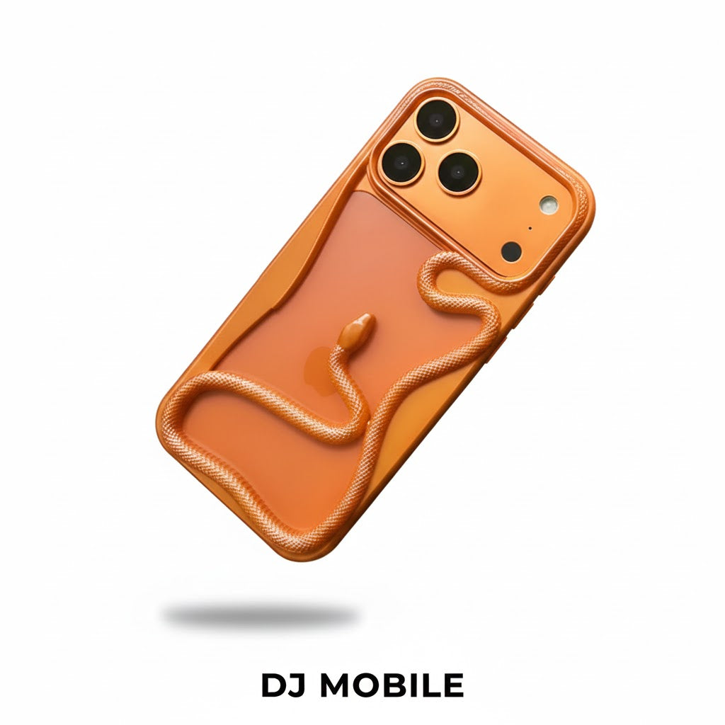 iPhone 17 Pro Max Cover - Orange,silver,black,brown- New Trendy 3D Animal snake Soft Case